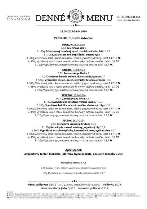 Infografika: Pole jedál Bianka - kategórie, prílohy a denné menu