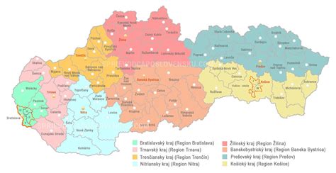Mapa regiónov s najobľúbenejšími druhmi bravčového mäsa na Slovensku