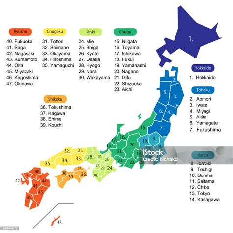 mapa Japonska s vyznačenými oblasťami pestovania čaju