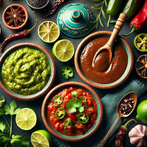 Infografika: Najznámejšie mexické omáčky (mole, salsa roja, salsa verde, guacamole, pico de gallo, chipotle)