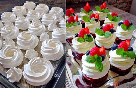 Mini Pavlova a makronky ako tipy na použitie snehu