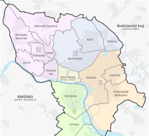 Mapa služobného pokrytia Bratislavy a okolia