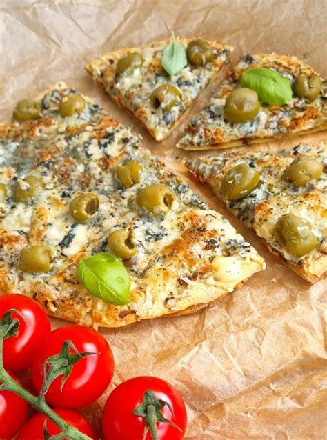 Obrázok: špenátová pizza so syrom a kuracím mäsom