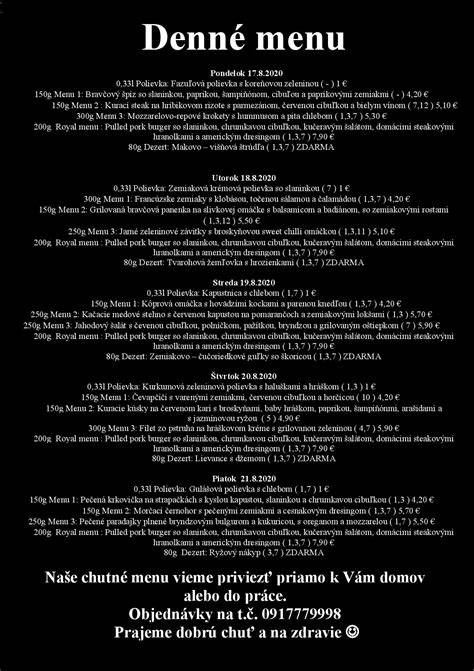 Infografika: Prehľad obedového menu Nevada Topoľčany