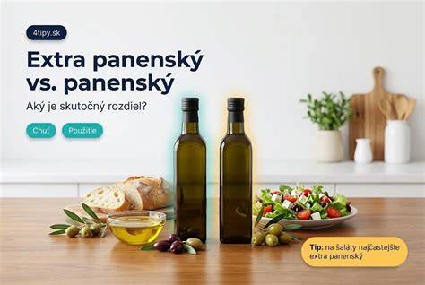 Obrázok znázorňujúci rozdiely medzi extra panenským a rafinovaným olivovým olejom