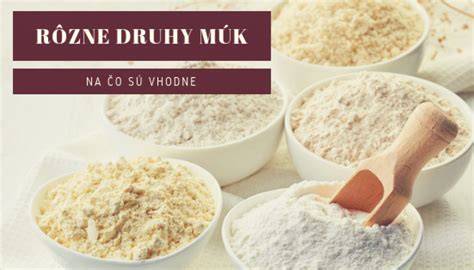Grafika znázorňujúca rôzne druhy múk a ich použitia v pečení