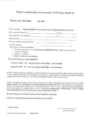Formuláre na stravovanie dôchodcov v školskej jedálni