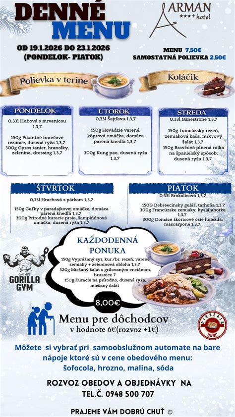 Infografika: Denné menu a kategórie jedál v Hoteli Detva