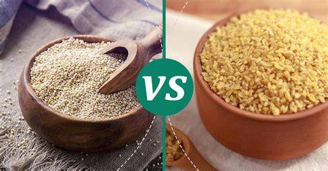 Názov obrázka: Quinoa a bulgur - vizuál porovnania