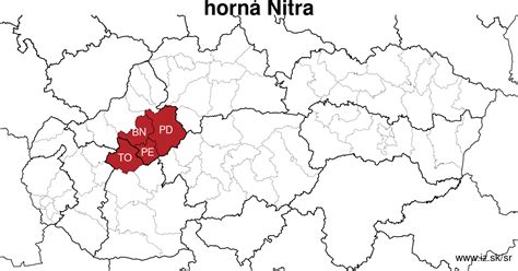 Mapa regiónu Nitra a prioritných oblastí pre kovoobrábanie