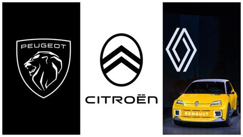 Logo a ikonické modely Peugeot, Citroën, Renault