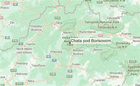 Mapa hrebeňa Veľkej Fatry s bodmi: Chata pod Borišovom, Ploská, Krížna