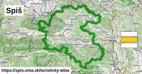 Mapa regiónu Spiš a Starej Ľubovni s významnými bodmi záujmu