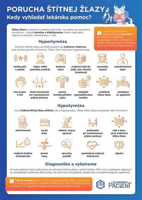 Infografika: anatomia štítnej žľazy a spektrum porúch