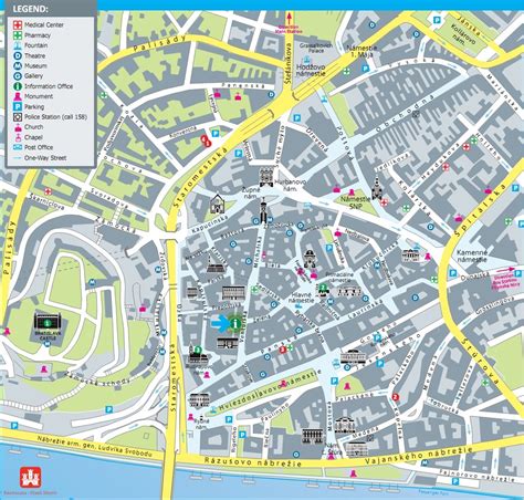 mapa Starého Mesta Bratislava s vyznačenými reštauráciami