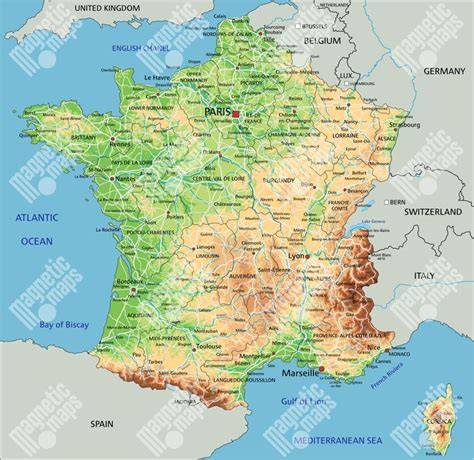 Mapa regiónov Francúzska s vyznačenými regionálnymi špecialitami a dezertmi