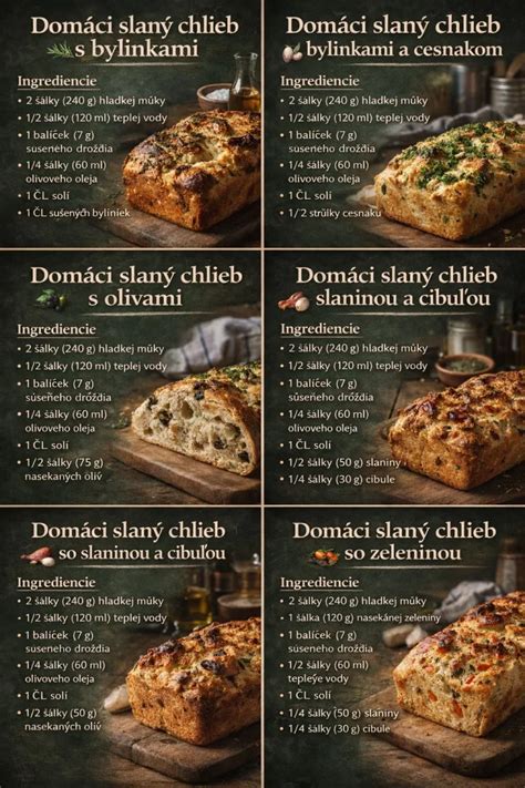 Grafika s rozličnými receptami na domáce pečivo