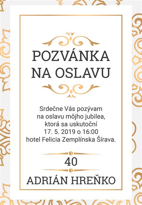 Vzor pozvánky na slávnostný obed