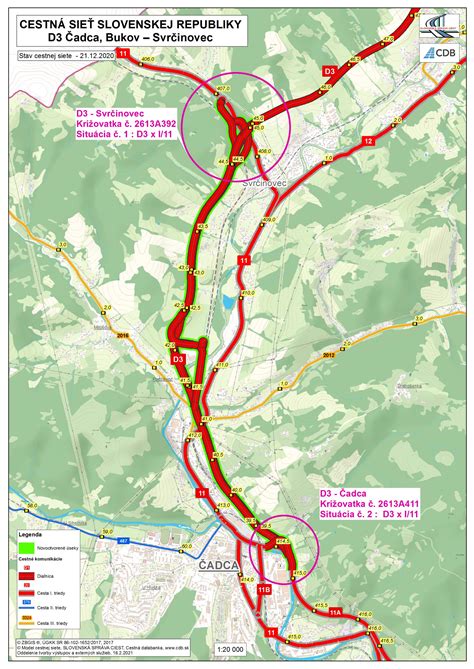 Mapa oblasti Kysúc s vyznačením diaľnice D3