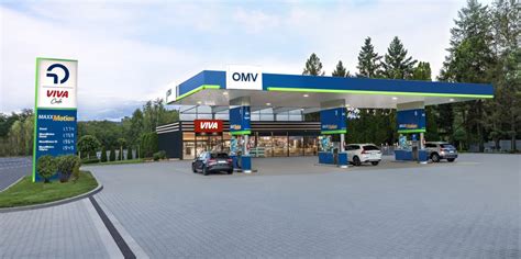 Interiér čerpacej stanice OMV s ponukou VIVA