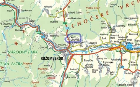 Mapa regiónu Čebrať a Ružomberka