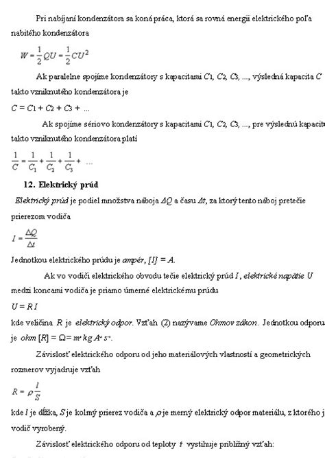 Tabuľka základných vzorcov elektrostatiky