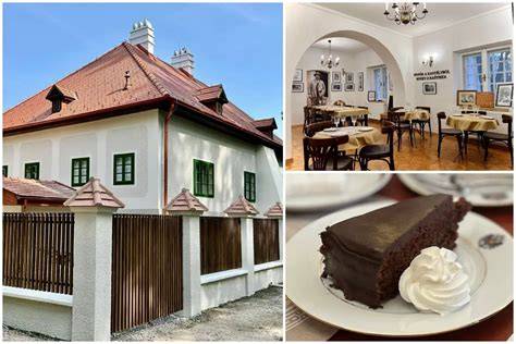 Infografika ukazujúca vývoj receptu a dôležité míľniky v histórii Sacherovej torty