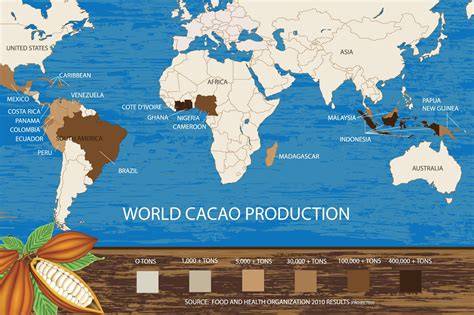 Mapa pôvodu kvalitného kakaa a fair trade iniciatív