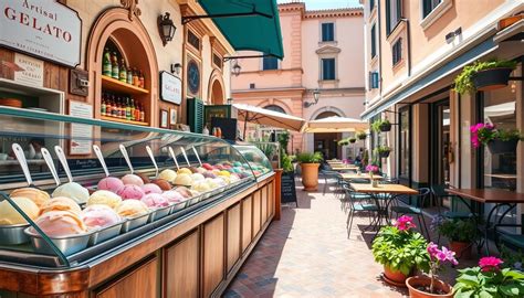Gelato production line in artisanal shop