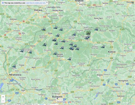 Mapa lyžiarskych stredísk na Slovensku zameraných na začiatočníkov