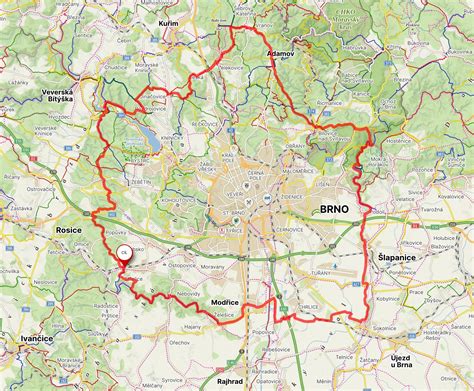 Mapa Brna ukazujúca polohu čokoládovne na Francúzskej ulici