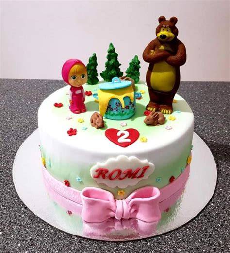 Ukážka torty v tvare muffinu s motívom Máša a medveď