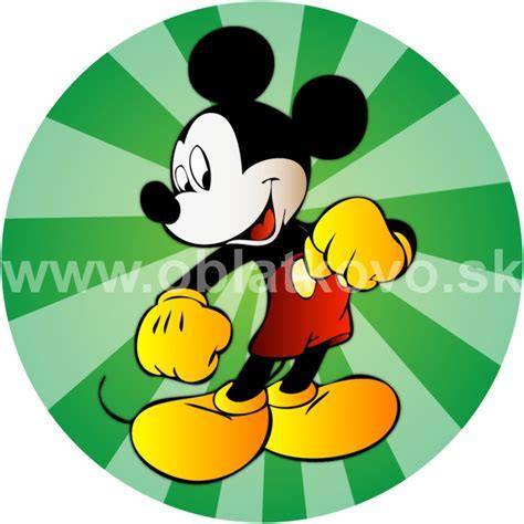 Inštruktívna ilustrácia: zobrazenie vrstiev torty s Mickey Mouse motívom