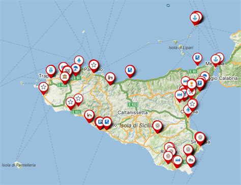 Mapa Sicílie a južného Talianska