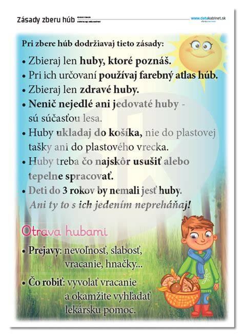 Obrázok s naznačením bezpečného zberu húb a varovania pred neznámymi druhmi