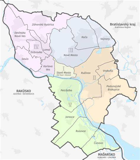 Mapa: Bratislava a okolité mestské časti s detskými kútikmi