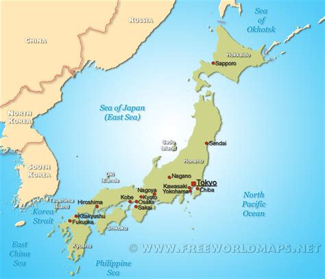 Mapa Japonska s vyznačeným ostrovom Hokkaido