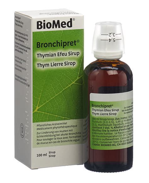 Bronchipret sirup - fľaša s etiketou a zložením